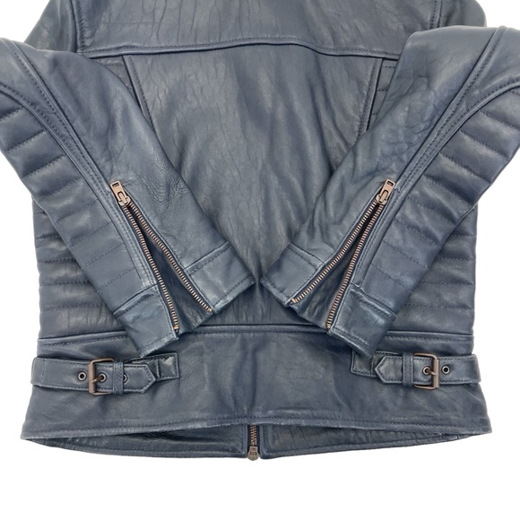 J. Crew Collection Leather Jacket 6 BLUE - Picture 15 of 16
